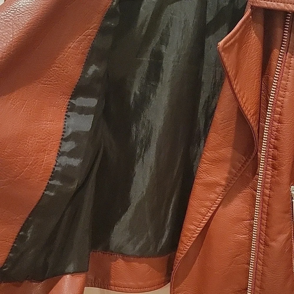 FREE PRESS Motorcycle Jacket Vegan Leather Notch Collar sz small